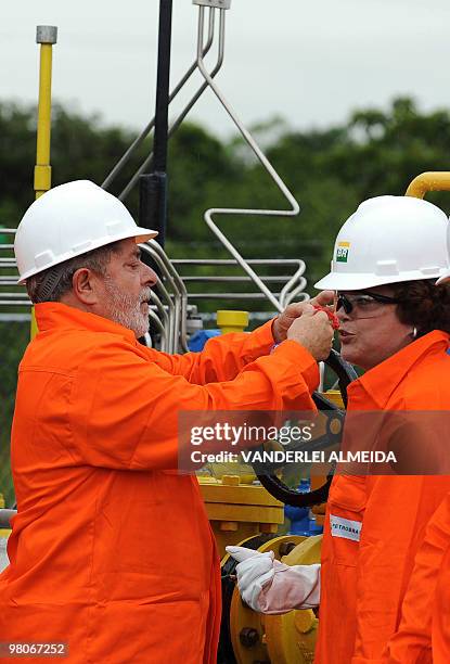Brazil's President Luiz Inacio Lula da Silva and the Chief of the Civilian Household of the Brazilian Presidency Dilma Rousseff attend the GASENE...