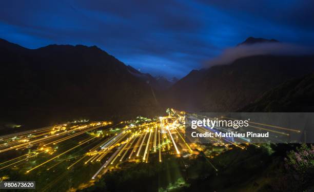 cauterets by night - cauterets stock pictures, royalty-free photos & images