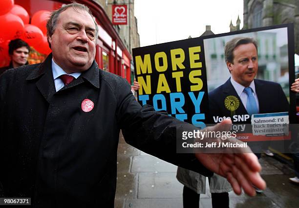 Former deputy Prime Minister John Prescott joined Labour candidates and activists ahead of the Scottish Labour Party Conference on March 26, 2010 in...