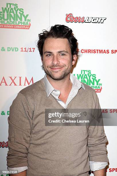 Actor Charlie Day attends the 'It's Always Sunny in Philadelphia' new Christmas special launch party at Guys and Dolls Lounge on November 12, 2009 in...