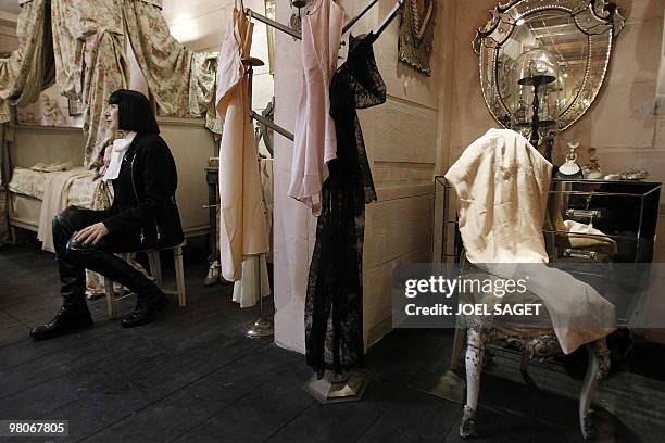 La reine de la lingerie Chantal Thomass, brocanteuse chic aux Puces de Saint-Ouen". French designer Chantal Thomass poses on March 19, 2010 at the...