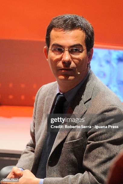 Italian journalist Giovanni Floris during television show "RAI per una Notte" at PalaDozza on March 25, 2010 in Bologna, Italy.