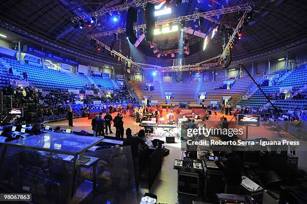 PalaDozza arena before television show "RAI per una Notte" at PalaDozza on March 25, 2010 in Bologna, Italy.