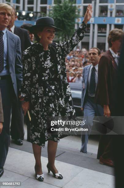 American actress Nancy Reagan , the wife of American President Ronald Reagan, in London for the wedding of Prince Charles and Lady Diana Spencer,...