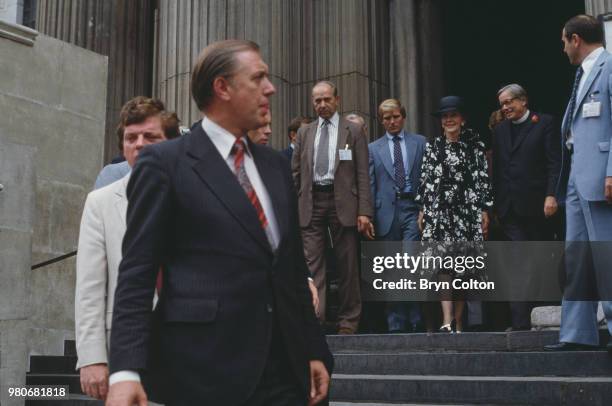 American actress Nancy Reagan , the wife of American President Ronald Reagan, in London for the wedding of Prince Charles and Lady Diana Spencer, as...