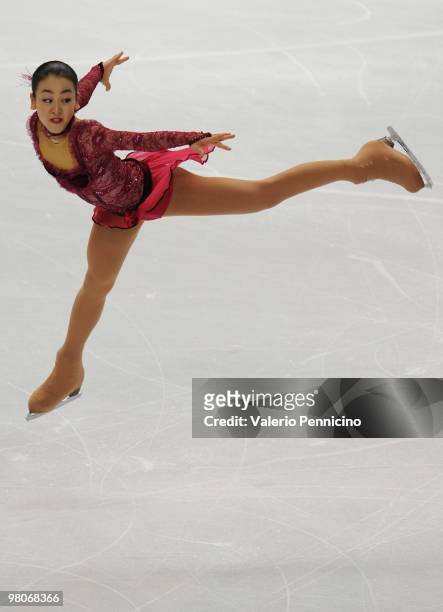 Mao Asada of Japan competes during the Ladies Short Program at the 2010 ISU World Figure Skating Championshipson March 26, 2010 in Turin, Italy.