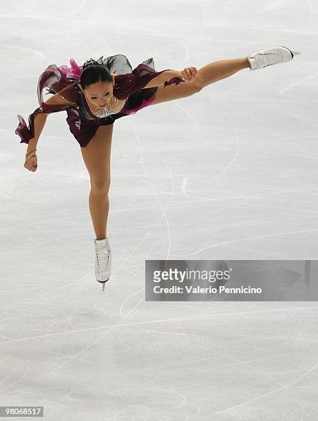 Miki Ando of Japan competes during the Ladies Short Program at the 2010 ISU World Figure Skating Championshipson March 26, 2010 in Turin, Italy.