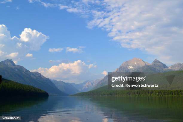 bowman lake in glacier national park, montana, usa - bowman lake stock pictures, royalty-free photos & images