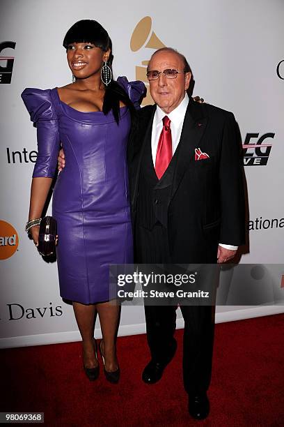 Singer Jennifer Hudson and CEO of Sony Music Entertainment Worldwide Clive Davis arrive at the 52nd Annual GRAMMY Awards - Salute To Icons Honoring...
