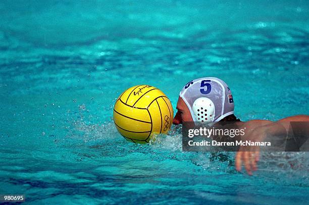 Craig Miller of Australia in action during the Men's Water Polo Preliminaries match played between Australia and Italy held at the Ryde Aquatic...