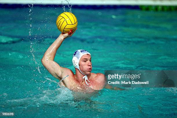 Gavin Woods of Australia in action during the Men's Water Polo match played between Australia and Spain held at the Ryde Aquatic Centre during the...
