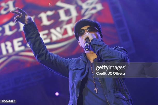 Plan B perform on stage during Latino 96.3 FM�s CALIBASH 2010 concert at the Staples Center on March 24, 2010 in Los Angeles, California.