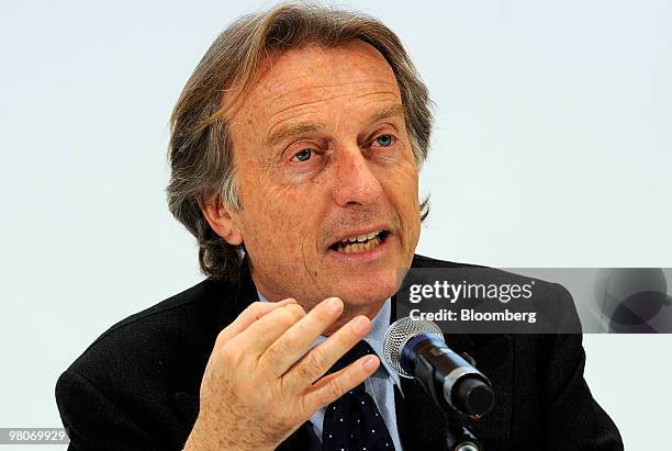 Luca Cordero di Montezemolo, chairman of Fiat SpA, speaks at a news conference following the company's annual shareholders' meeting in Turin, Italy,...