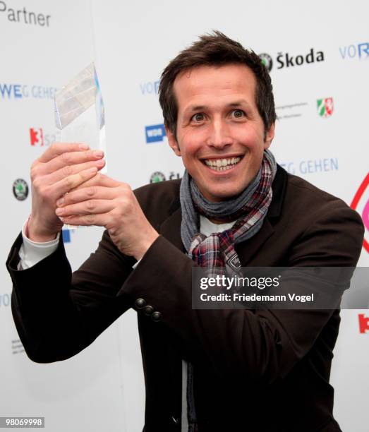 Helmar Weitzel poses at the Adolf Grimme Awards on March 26, 2010 in Marl, Germany. Helmar Weitzel received the award for his children's programme...