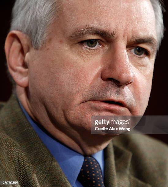Sen. Jack Reed speaks during a news conference March 26, 2010 on Capitol Hill in Washington, DC. Reed spoke on an unemployment benefits package that...