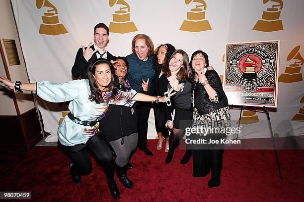 The Recording Academy New York Chapter staff attend the 52nd Annual GRAMMY Awards Telecast Viewing Party at Hard Rock Cafe - Times Square on January...