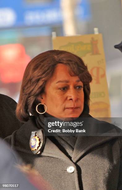 Epatha Merkerson on location for "Law & Order" on the streets of Manhattan on February 1, 2010 in New York City.