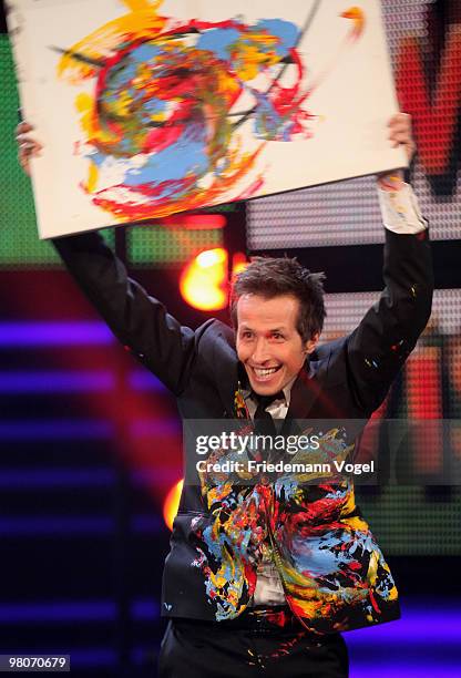 Helmar Weitzel poses at the Adolf Grimme Awards on March 26, 2010 in Marl, Germany. Helmar Weitzel received the award for his children's programme...