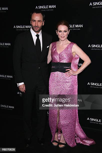 Tom Ford and Julianne Moore attend 'A Single Man' Paris premiere at Cinema UGC Normandie on February 9, 2010 in Paris, France.
