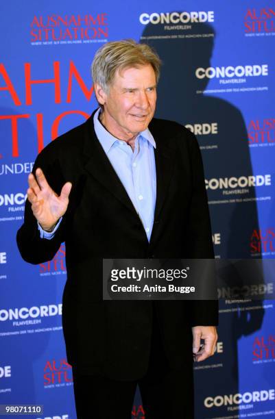 Actor Harrison Ford poses for the press during a photocall for his latest movie 'Extraordinary Measures' on March 2, 2010 in Berlin, Germany.