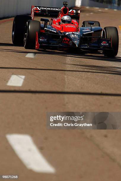 Marco Andretti, driver of the Team Venom Energy Andretti Autosport Dallara Honda, drives during practice for the IndyCar Series Honda Grand Prix of...