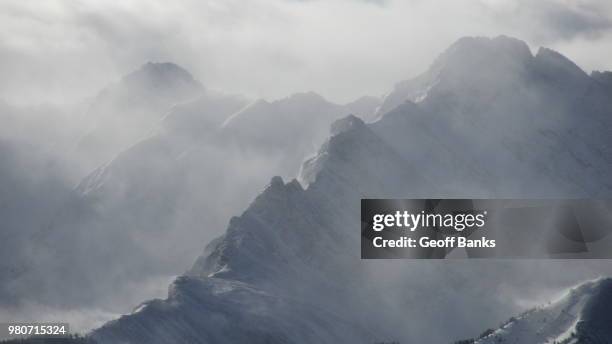 view from sulphur mountain in banff national park, alberta, canada - sulphur mountain fotografías e imágenes de stock