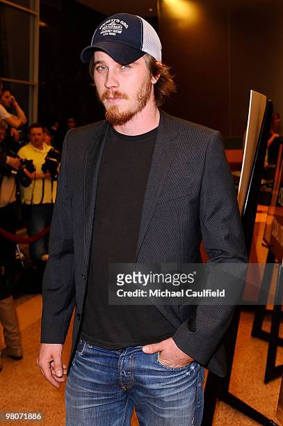 Actor Garrett Hedlund arrives at "The Greatest" Los Angeles Premiere at Linwood Dunn Theater on March 25, 2010 in Hollywood, California.
