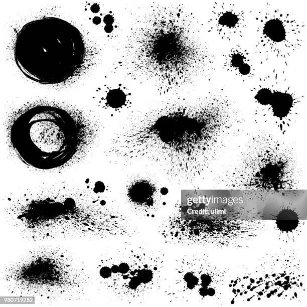 ink splashes. paint design elements - mud splat stock illustrations