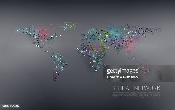 abstract network world map background - af studio stock illustrations