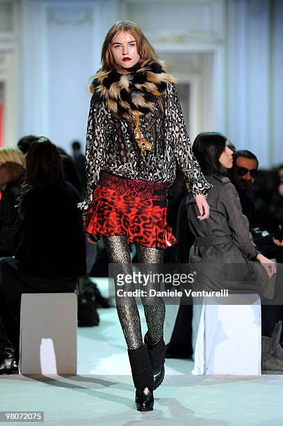 Model walks the runway during Just Cavalli Milan Fashion Week Womenswear A/W 2010 show on January 18, 2010 in Milan, Italy.