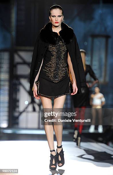 Model walks the runway during the DSquared2 Milan Fashion Week Autumn/Winter 2010 show on February 26, 2010 in Milan, Italy.