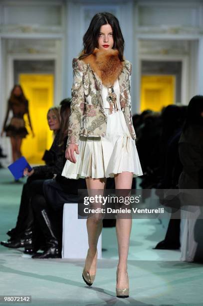 Model walks the runway during Just Cavalli Milan Fashion Week Womenswear A/W 2010 show on January 18, 2010 in Milan, Italy.