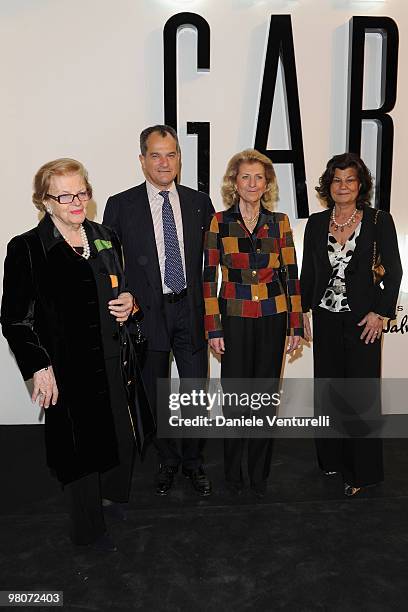 Wanda Ferragamo, Leonardo Ferragamo, Giovanna Gentile Ferragamo and Fulvia Ferragamo attend "Greta Garbo. The Mystery Of Style" opening exhibition...