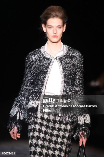 Model walks the runway at the Iceberg show during Milan Fashion Week Autumn/Winter 2010 show on February 28, 2010 in Milan, Italy.