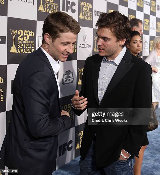 Actors Ben McKenzie and Emile Hirsch attend the 25th Independent Spirit Awards Hosted By Jameson Irish Whiskey held at Nokia Theatre L.A. Live on...