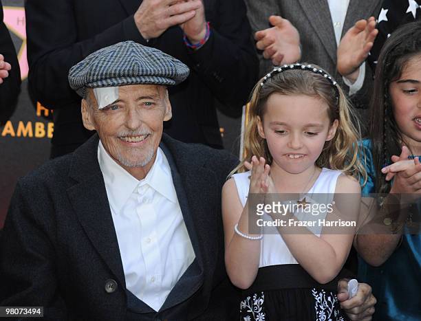 Actor Dennis Hopper who was honored with the 2,403rd Star on the Hollywood Walk of Fame poses with his daughter Galen Grier Hopper on March 26, 2010...