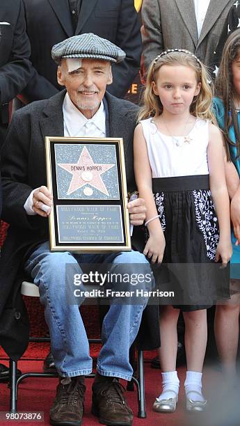 Galen Grier Hopper poses with her father actor Dennis Hopper who was honored with the 2,403rd Star on the Hollywood Walk of Fame on March 26, 2010 in...