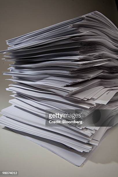 The 2,409 pages of H.R. 3590, the Patient Protection and Affordable Care Act, are displayed for a photograph in New York, U.S., on Friday, March 26,...