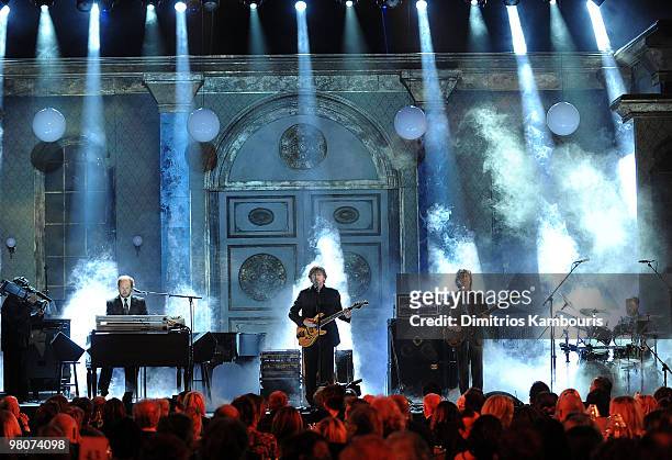 Trey Anastasio performs onstage at the 25th Annual Rock and Roll Hall of Fame Induction Ceremony at Waldorf=Astoria on March 15, 2010 in New York,...