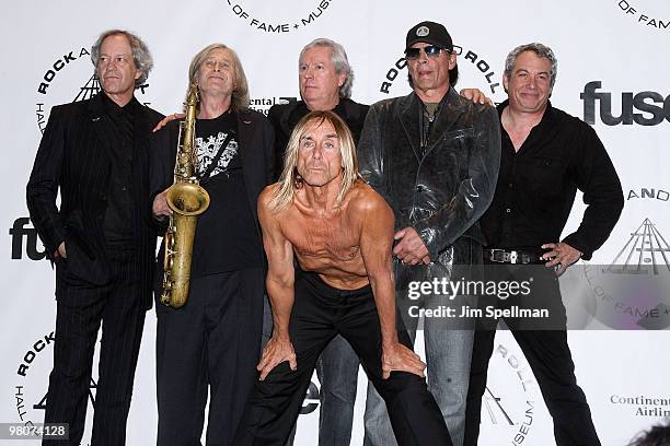 Inductees Scott Thurston, Steve Mackay, James Williamson , Iggy Pop , Scott Asheton and Mike Watt of The Stooges attend the 25th Annual Rock and Roll...