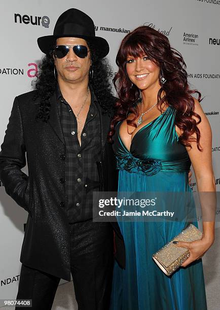 Slash and Perla Hudson attend the 18th Annual Elton John AIDS Foundation Oscar party held at Pacific Design Center on March 7, 2010 in West...