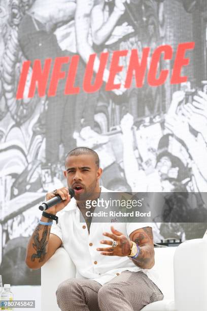 Vic Mensa speaks during 'What Brand Can Learn from Hip Hop' session during the Cannes Lions Festival 2018 on June 21, 2018 in Cannes, France.