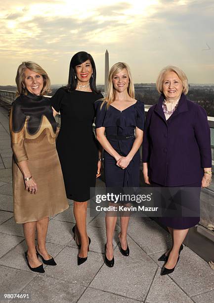 Exclusive* President of the Avon Foundation for Women, Carol Kurzig, Avon Chairman and CEO Andrea Jung, Reese Witherspoon and US State Department...