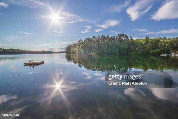 forest reflecting in lake, upper peninsula, michigan, usa - upper peninsula stock pictures, royalty-free photos & images