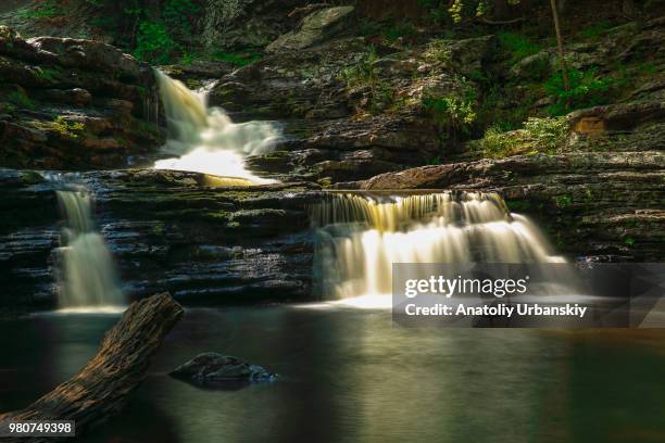 cascade waterfall in george w. childs recreation site, delaware township, pennsylvania, usa - delaware water gap national recreation area bildbanksfoton och bilder