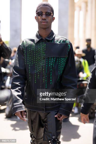 Christian Combs is seen on the street during Paris Men's Fashion Week S/S 2019 wearing Rick Owens on June 21, 2018 in Paris, France.