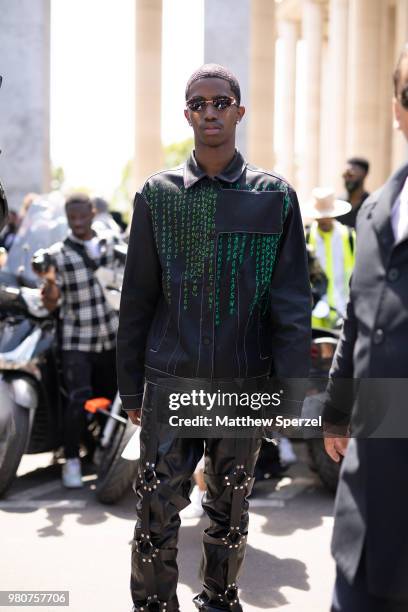 Christian Combs is seen on the street during Paris Men's Fashion Week S/S 2019 wearing Rick Owens on June 21, 2018 in Paris, France.