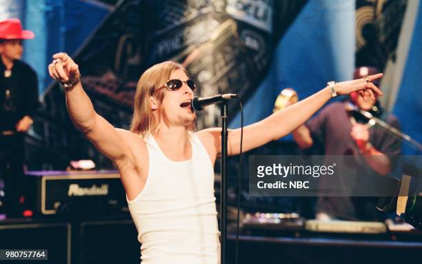 Episode 1619 -- Pictured: Musical guest Kid Rock performs on June 04, 1999 --
