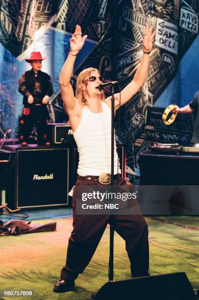 Episode 1619 -- Pictured: Musical guest Kid Rock performs on June 04, 1999 --