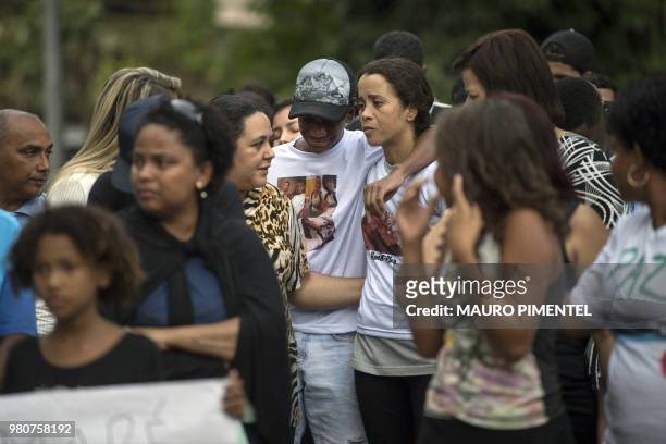 Relatives and friends attend the funeral of Marcos Vinicius da Silva shot dead during a police operation at Mare favela, in Rio de Janeiro, Brazil,...
